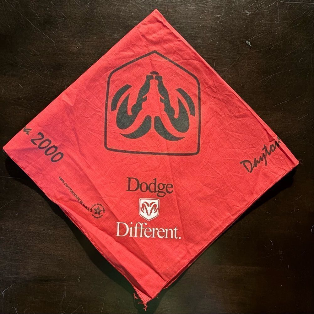 Vintage Red Dodge Ram Daytona 2000 Bandana with Logo unused